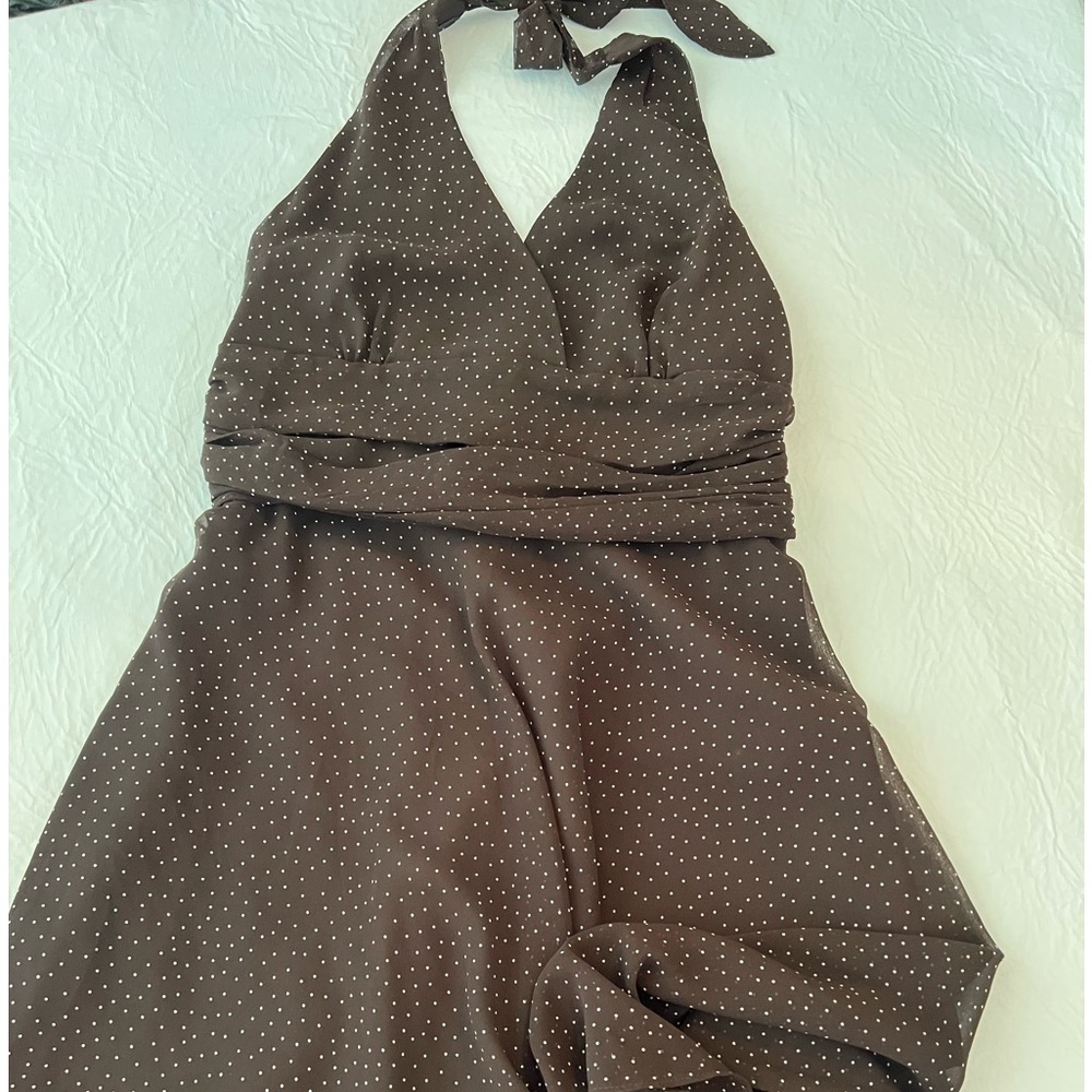 Pretty Woman Polka-Dotted style Halter Dress by Yessica | brown | M size 10